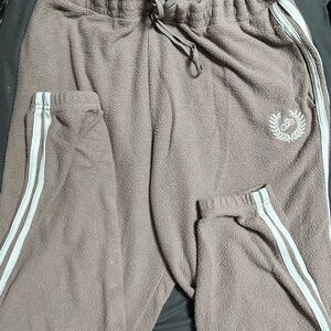 PINK Victoria's Secret Cream Track Pants with Elastic Waistband